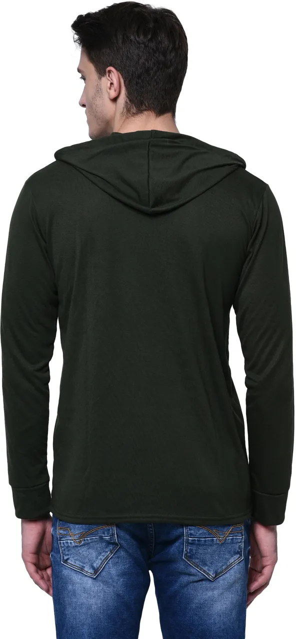 Dark_Green_Cotton_Solid_Hooded_Neck_Regukar_Fit_T-Shirt_for_men