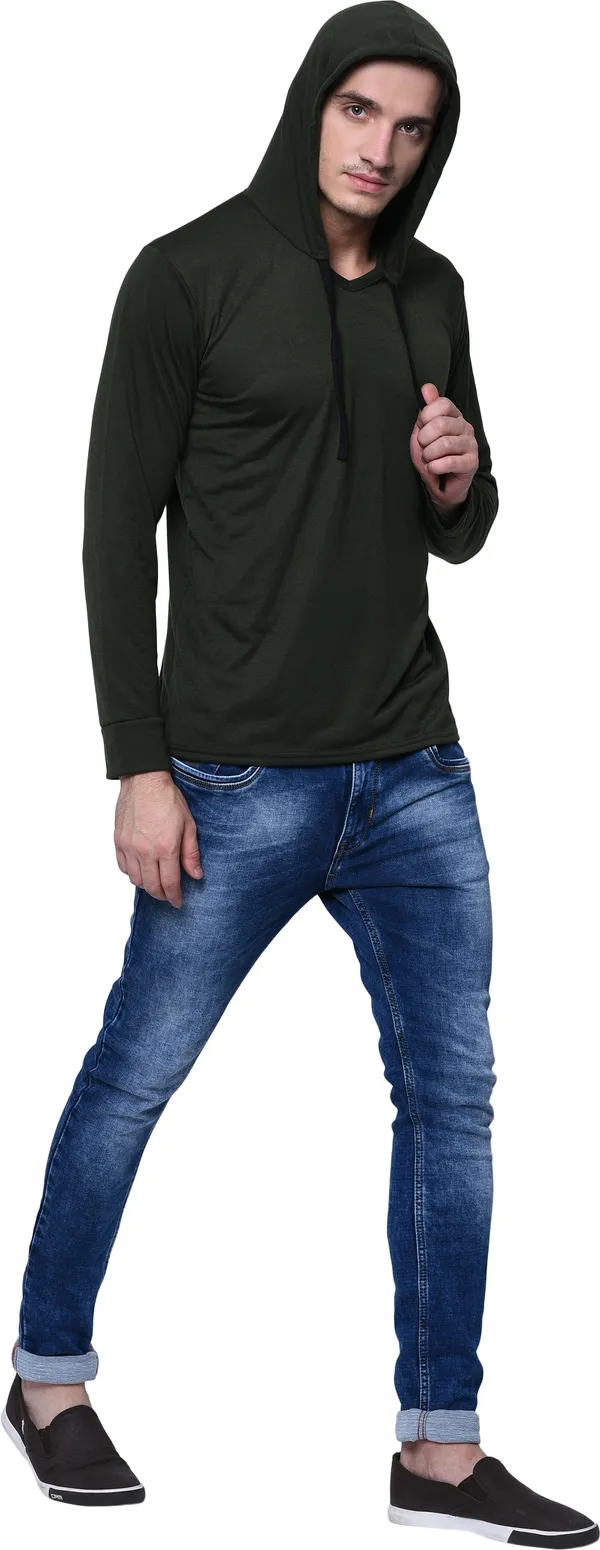 Dark_Green_Cotton_Solid_Hooded_Neck_Regukar_Fit_T-Shirt_for_men