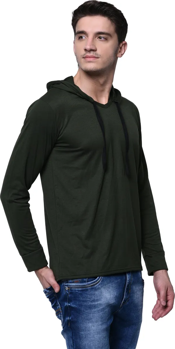 Dark_Green_Cotton_Solid_Hooded_Neck_Regukar_Fit_T-Shirt_for_men