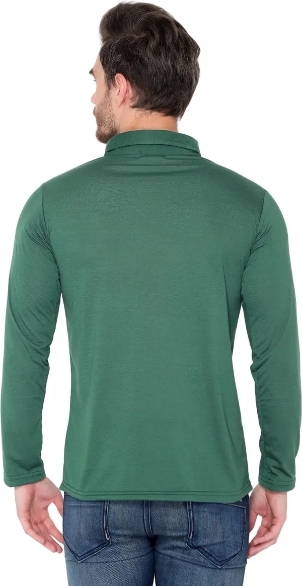 Dark_Green_Cotton_Solid_Polo_Neck_Regukar_Fit_T-Shirt_For_Men