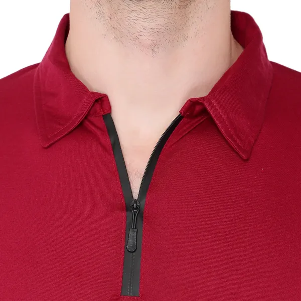 Maroon_Cotton_Solid_Polo_Neck_Regukar_Fit_T-Shirt_For_Men