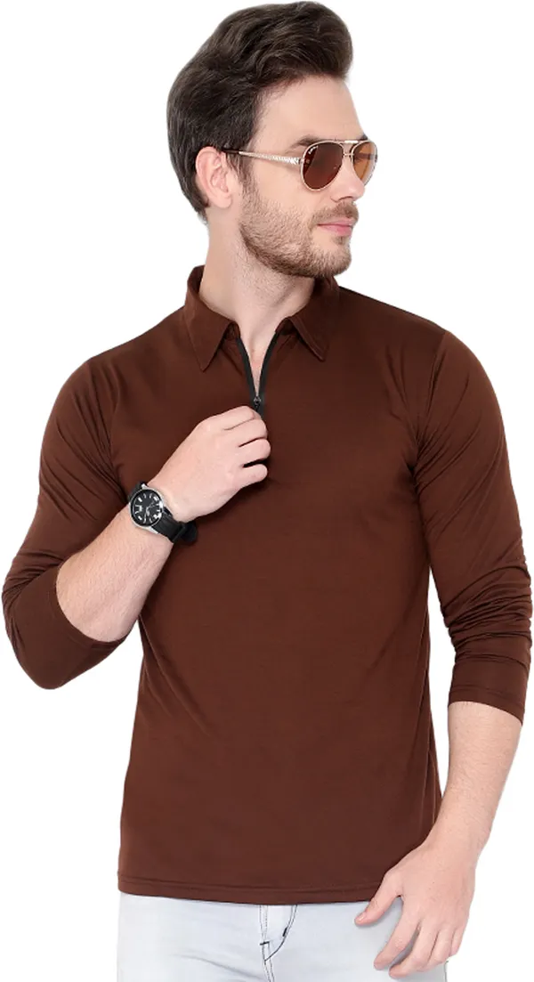 Brown_Cotton_Solid_Polo_Neck_Regukar_Fit_T-Shirt_for_men