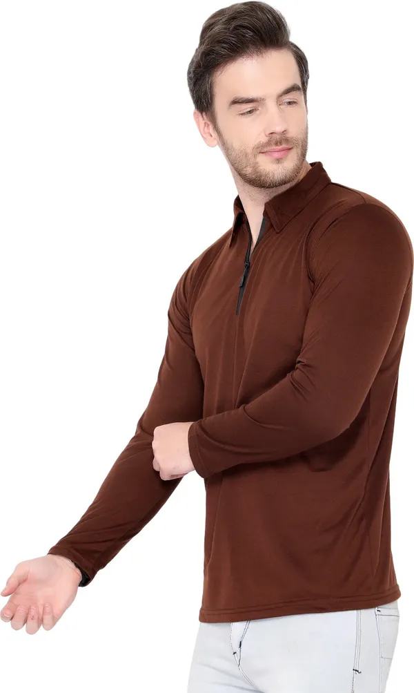 Brown_Cotton_Solid_Polo_Neck_Regukar_Fit_T-Shirt_for_men