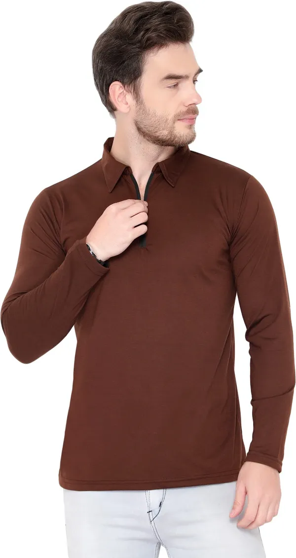 Brown_Cotton_Solid_Polo_Neck_Regukar_Fit_T-Shirt_for_men