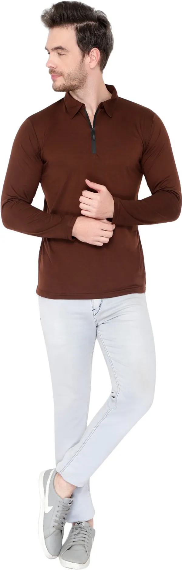 Brown_Cotton_Solid_Polo_Neck_Regukar_Fit_T-Shirt_for_men