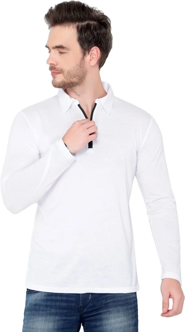 White_Cotton_Solid_Polo_Neck_Regukar_Fit_T-Shirt_for_men