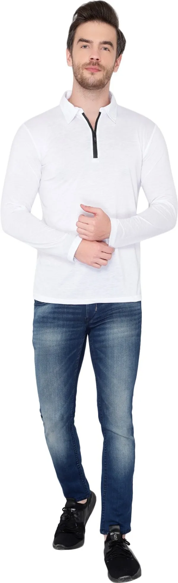 White_Cotton_Solid_Polo_Neck_Regukar_Fit_T-Shirt_for_men