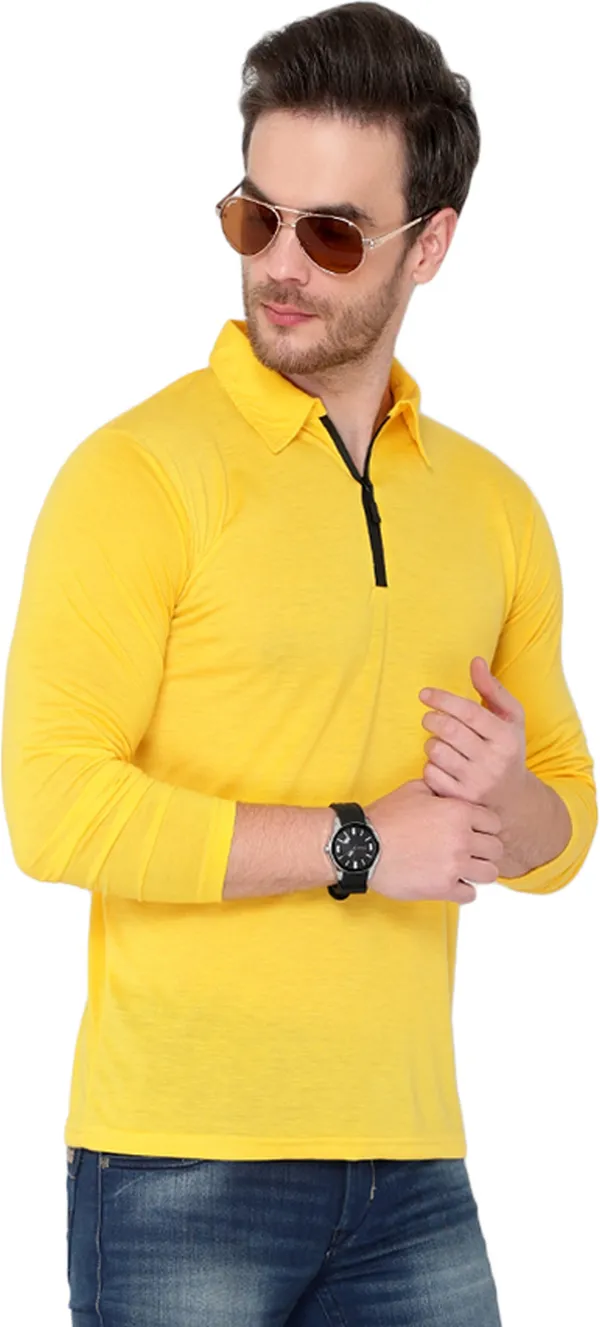 Yellow_Cotton_Solid_Polo_Neck_Regukar_Fit_T-Shirt_for_men