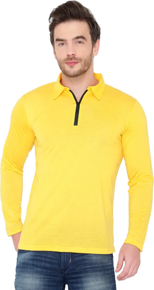 Yellow_Cotton_Solid_Polo_Neck_Regukar_Fit_T-Shirt_for_men