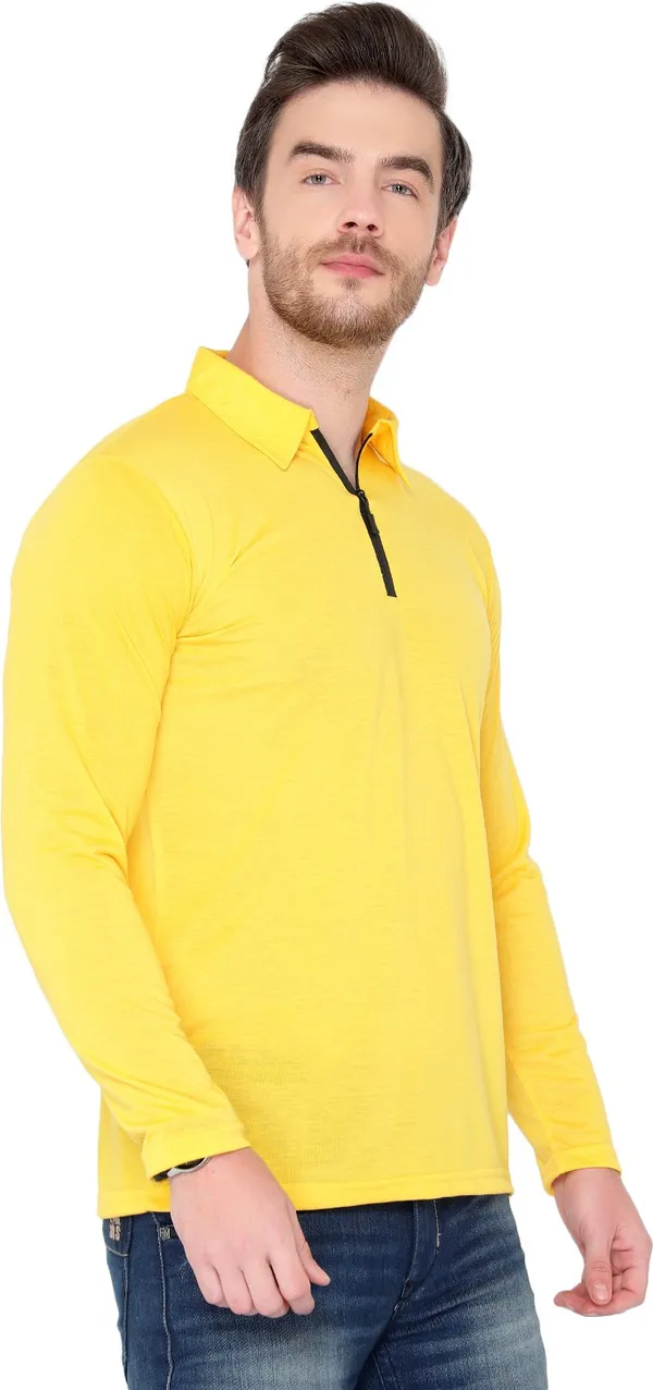 Yellow_Cotton_Solid_Polo_Neck_Regukar_Fit_T-Shirt_for_men