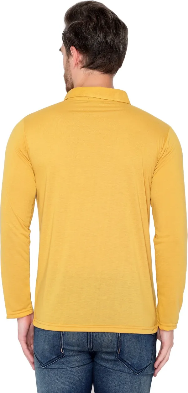 Yellow_Cotton_Solid_Polo_Neck_Regukar_Fit_T-Shirt_For_Men