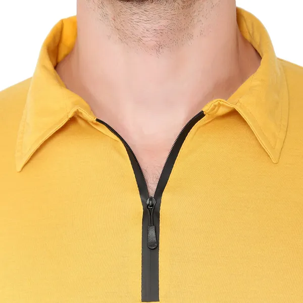 Yellow_Cotton_Solid_Polo_Neck_Regukar_Fit_T-Shirt_For_Men
