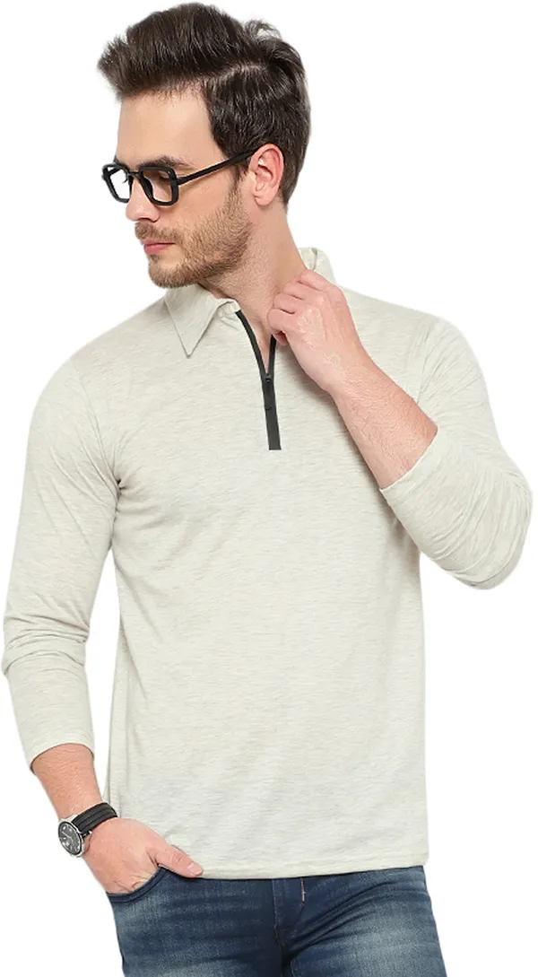 White_Cotton_Solid_Polo_Neck_Regukar_Fit_T-Shirt_For_Men