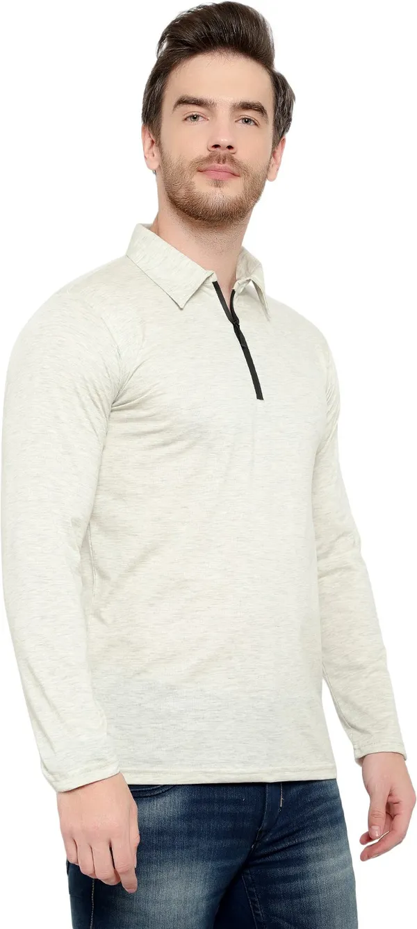 White_Cotton_Solid_Polo_Neck_Regukar_Fit_T-Shirt_For_Men