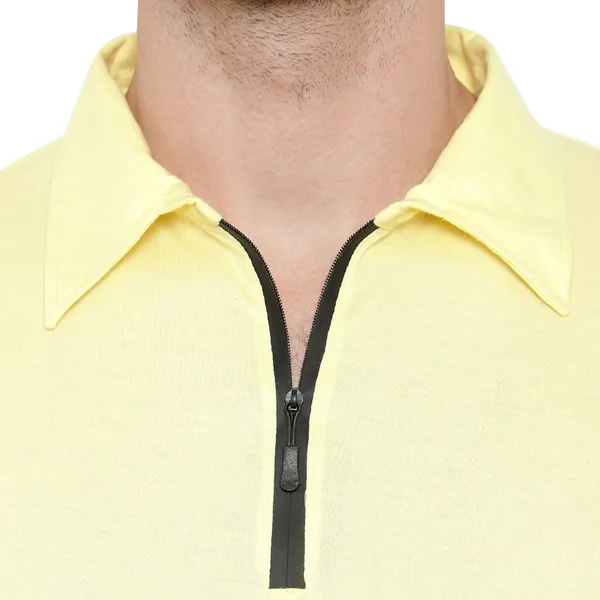 Yellow_Cotton_Solid_Polo_Neck_Regukar_Fit_T-Shirt_For_Men
