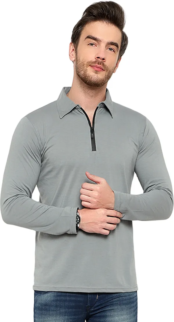 Grey_Cotton_Solid_Polo_Neck_Regukar_Fit_T-Shirt_For_Men