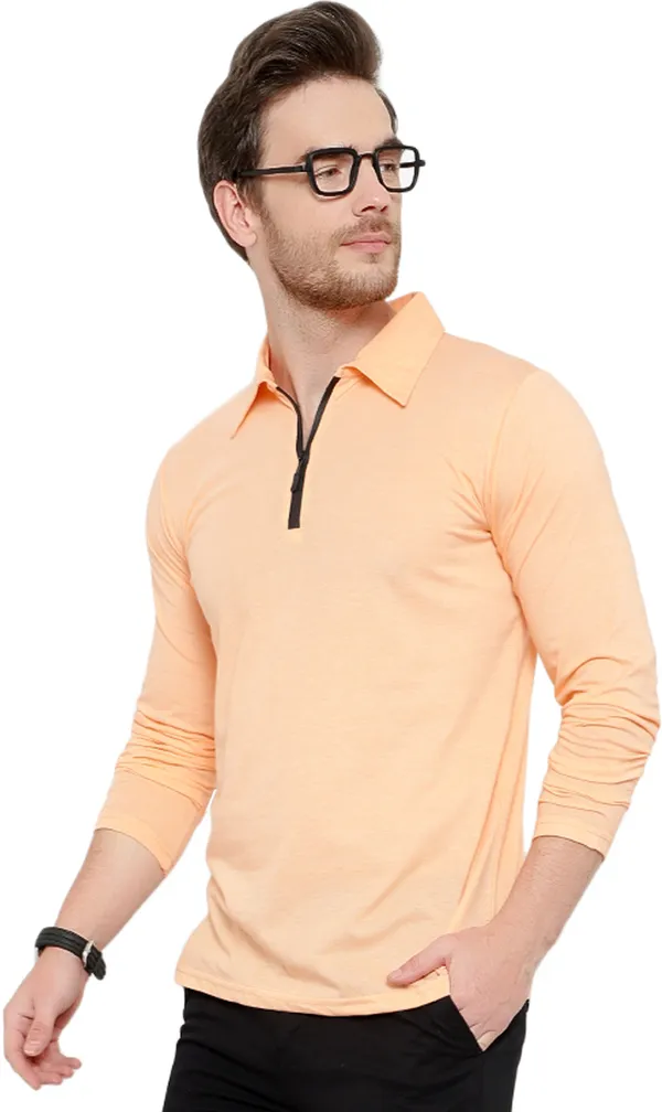 Beige_Cotton_Solid_Polo_Neck_Regukar_Fit_T-Shirt_For_Men