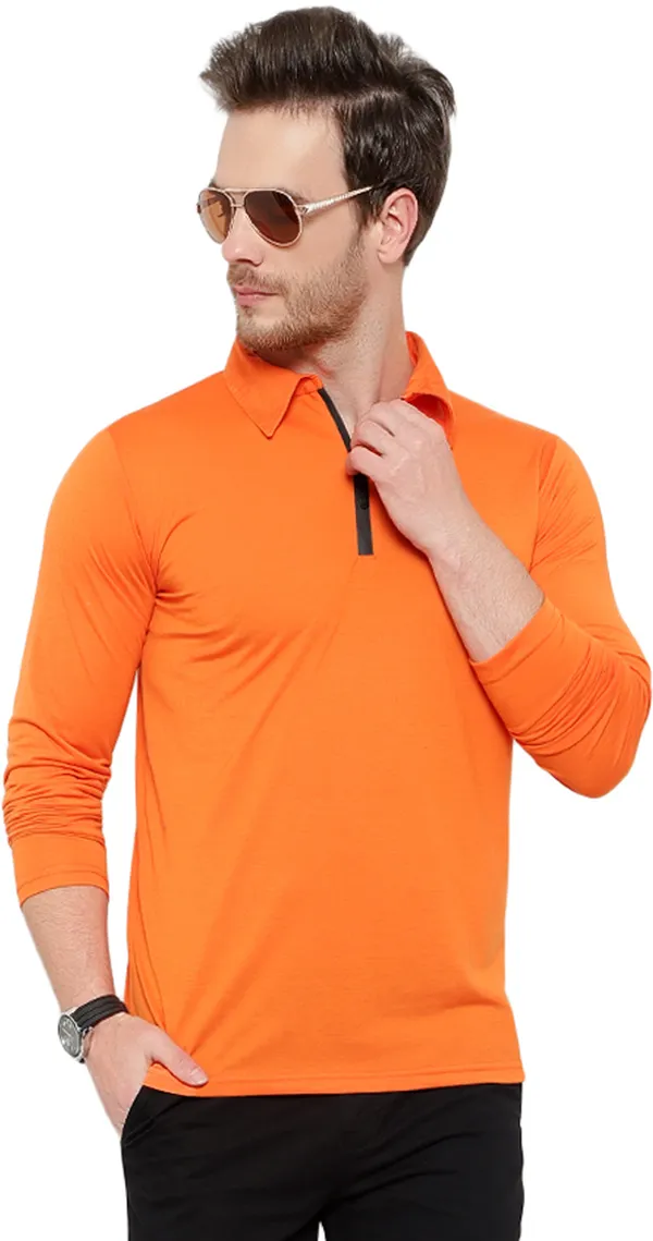 Orange_Cotton_Solid_Polo_Neck_Regukar_Fit_T-Shirt_For_Men