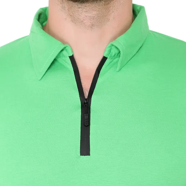 Green_Cotton_Solid_Polo_Neck_Regukar_Fit_T-Shirt_For_Men