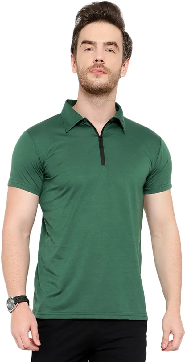 Dark_Green_Cotton_Solid_Polo_Neck_Regukar_Fit_T-Shirt_for_men