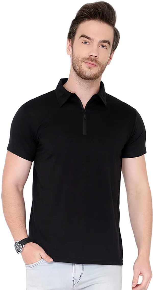 Black_Cotton_Solid_Men_Polo_Neck_Regukar_Fit_T-Shirt_For_Men