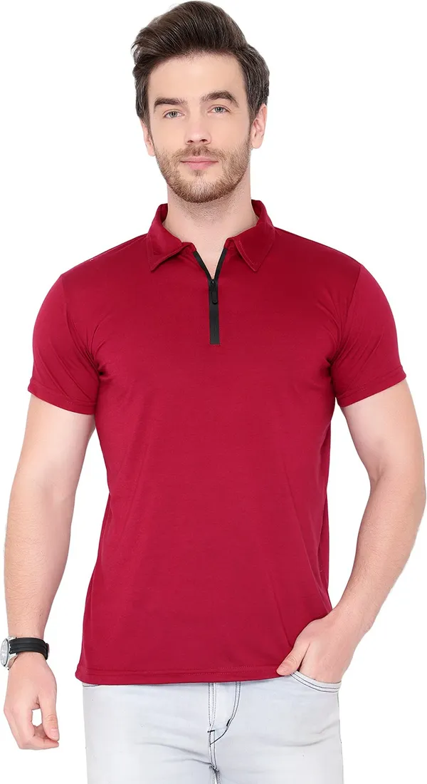 Maroon_Solid_Cotton_Polo_Neck_T-Shirt_for_Men_|_Regular_Fit