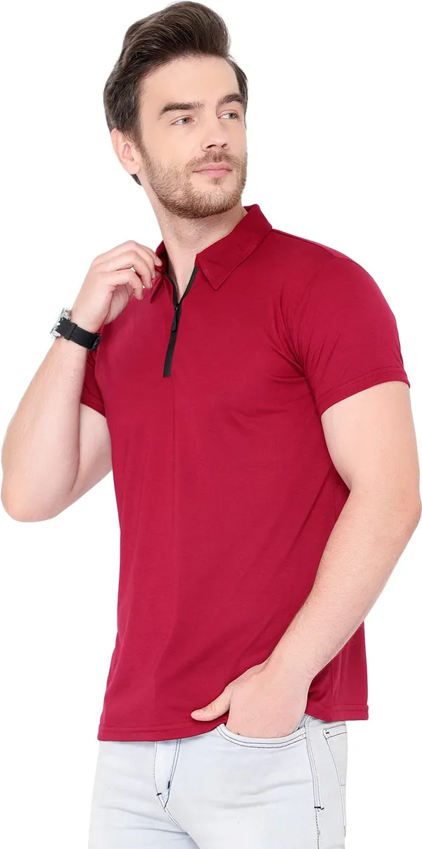 Maroon_Solid_Cotton_Polo_Neck_T-Shirt_for_Men_|_Regular_Fit