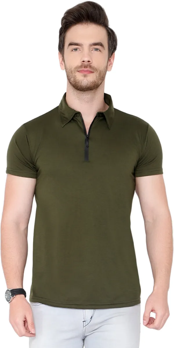 Dark_Green_Cotton_Solid_Polo_Neck_Regukar_Fit_T-Shirt_for_men