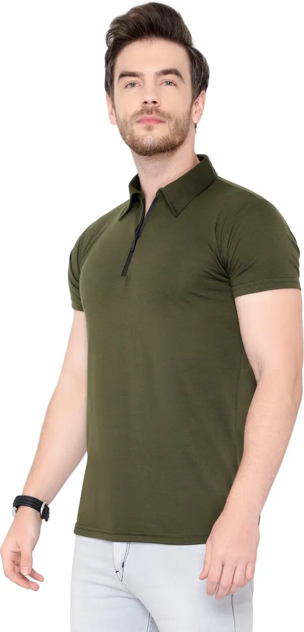 Dark_Green_Cotton_Solid_Polo_Neck_Regukar_Fit_T-Shirt_for_men