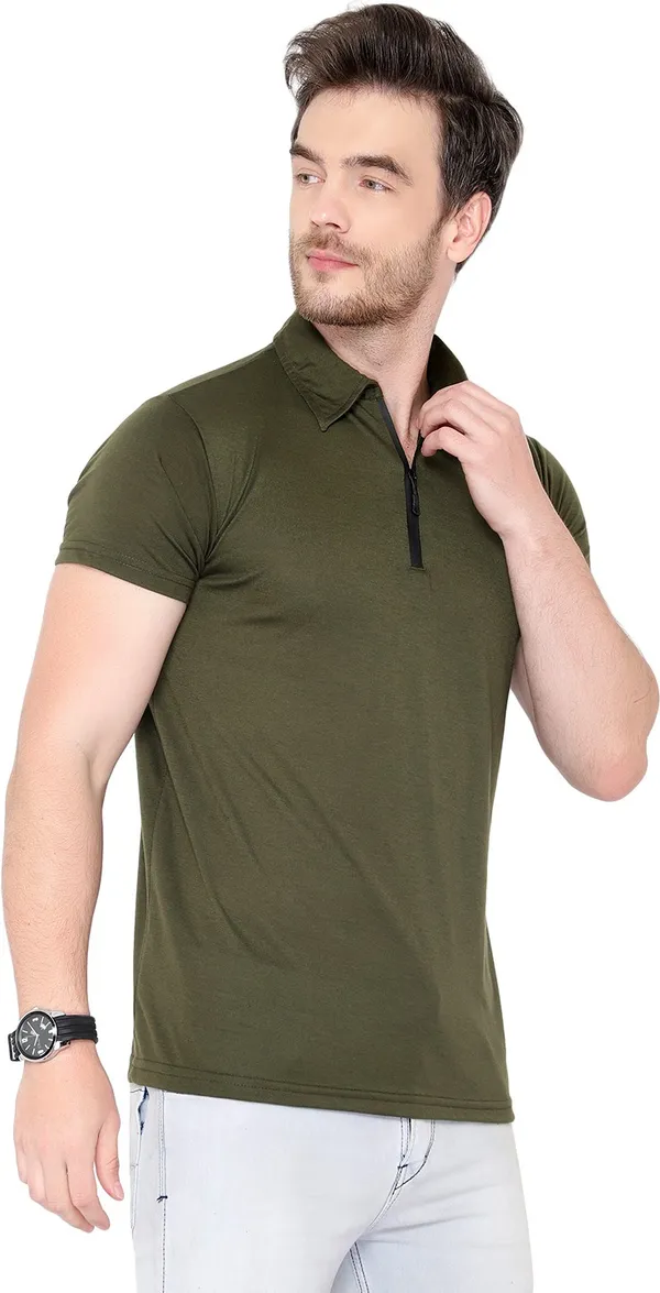 Dark_Green_Cotton_Solid_Polo_Neck_Regukar_Fit_T-Shirt_for_men