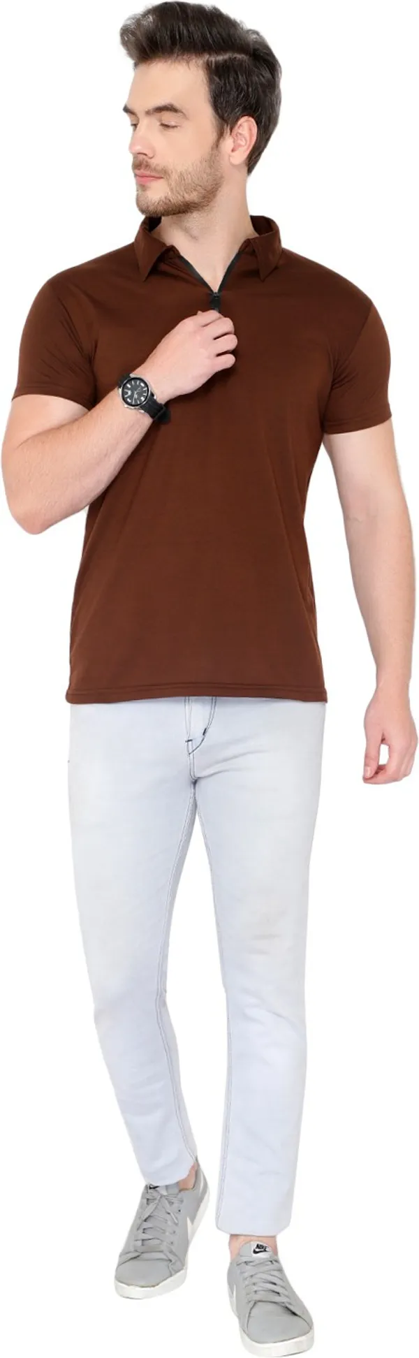 Brown_Cotton_Solid_Polo_Neck_Regukar_Fit_T-Shirt_for_men