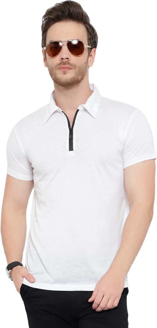 White_Cotton_Solid_Polo_Neck_Regukar_Fit_T-Shirt_for_men