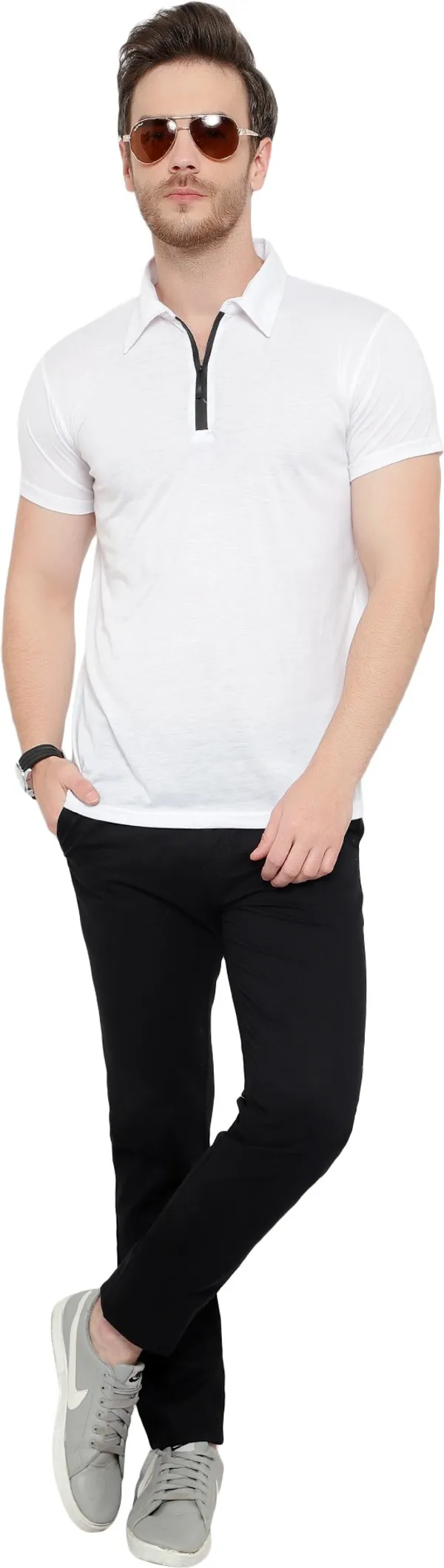 White_Cotton_Solid_Polo_Neck_Regukar_Fit_T-Shirt_for_men