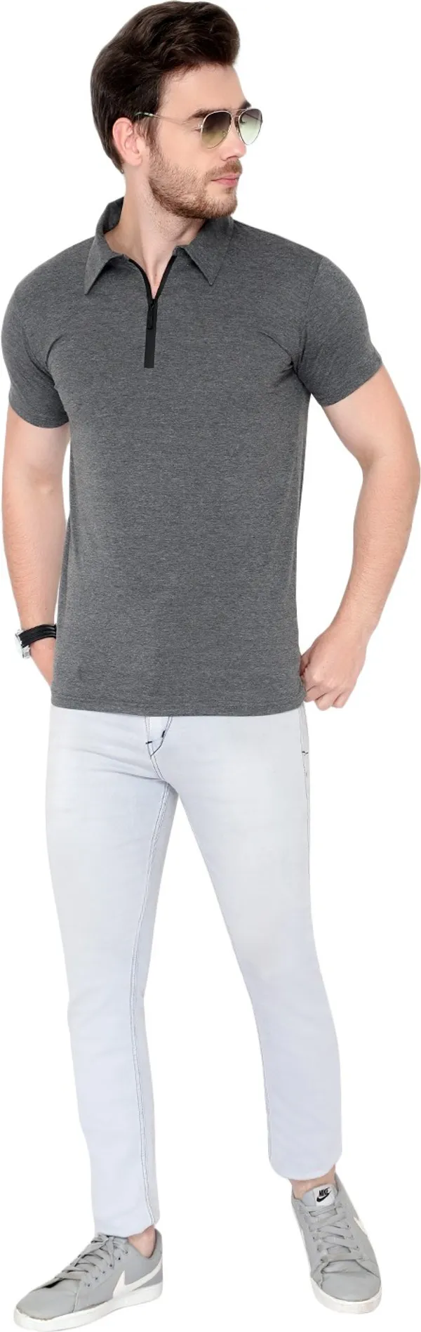 Grey_Cotton_Solid_Polo_Neck_Regukar_Fit_T-Shirt_for_men