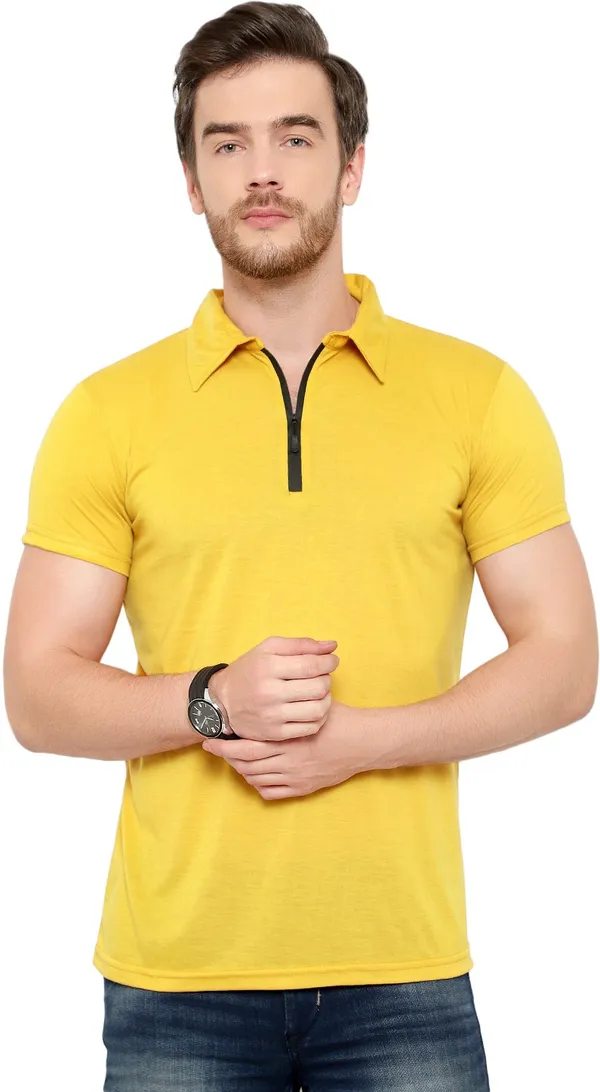 Yellow_Cotton_Solid_Polo_Neck_Regukar_Fit_T-Shirt_for_men