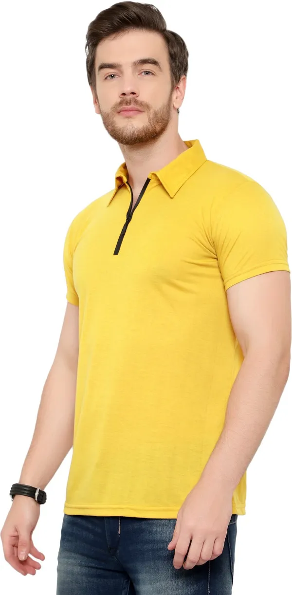 Yellow_Cotton_Solid_Polo_Neck_Regukar_Fit_T-Shirt_for_men