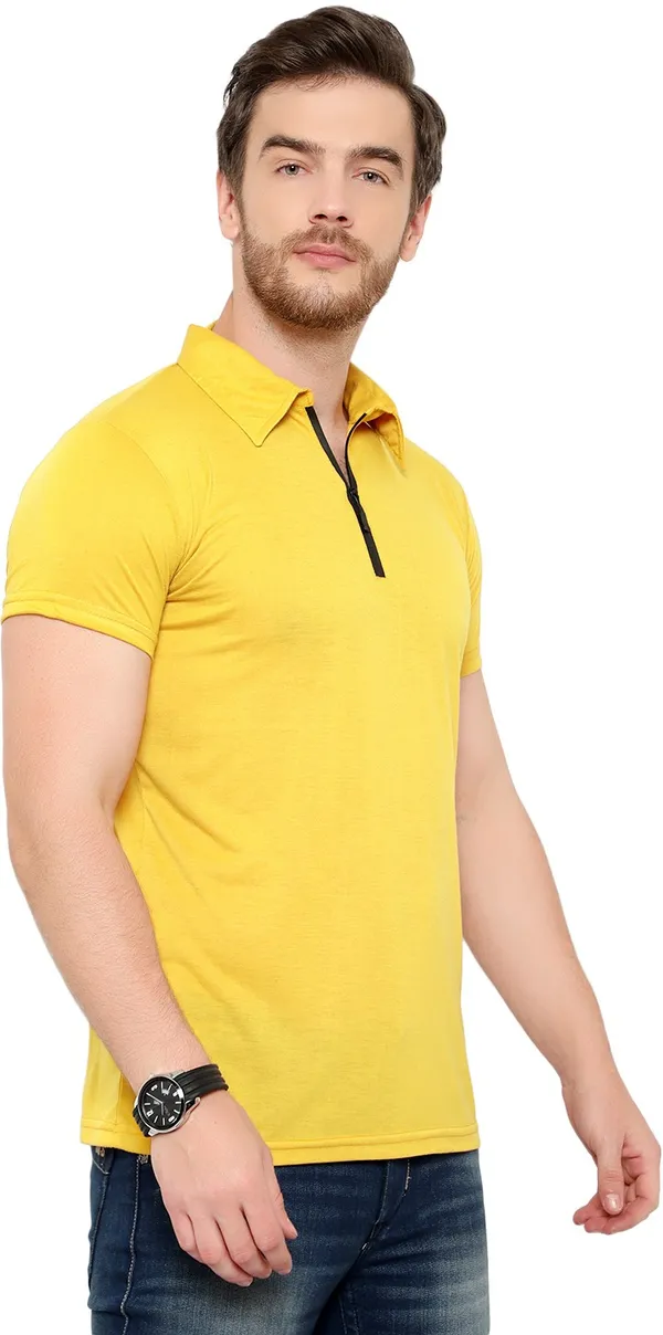 Yellow_Cotton_Solid_Polo_Neck_Regukar_Fit_T-Shirt_for_men
