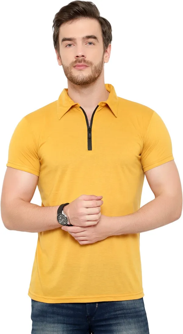 Yellow_Cotton_Solid_Polo_Neck_Regukar_Fit_T-Shirt_for_men