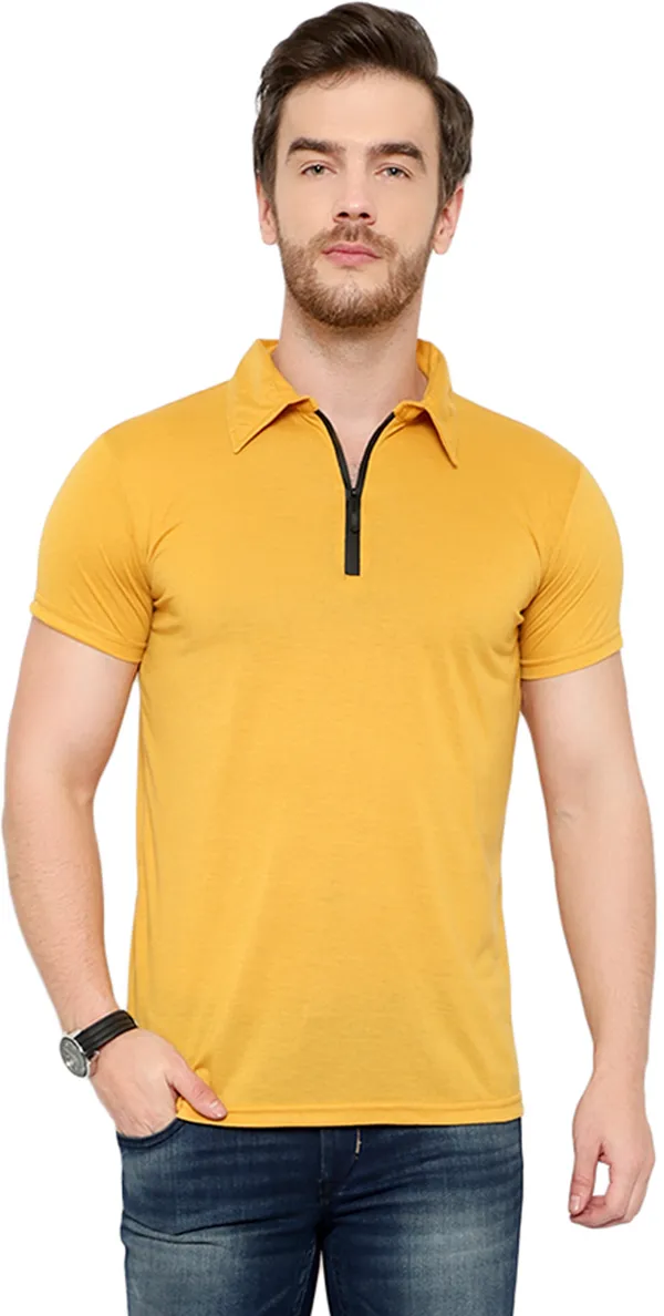 Yellow_Cotton_Solid_Polo_Neck_Regukar_Fit_T-Shirt_for_men