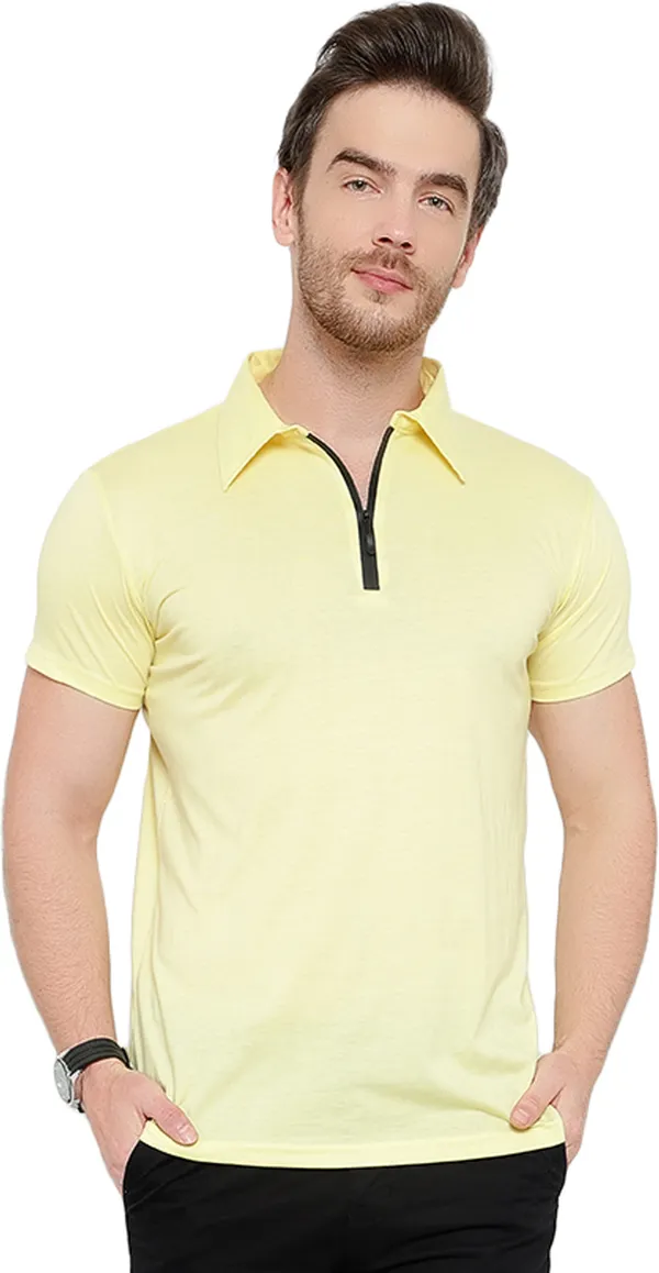 Yellow_Cotton_Solid_Polo_Neck_Regukar_Fit_T-Shirt_for_men