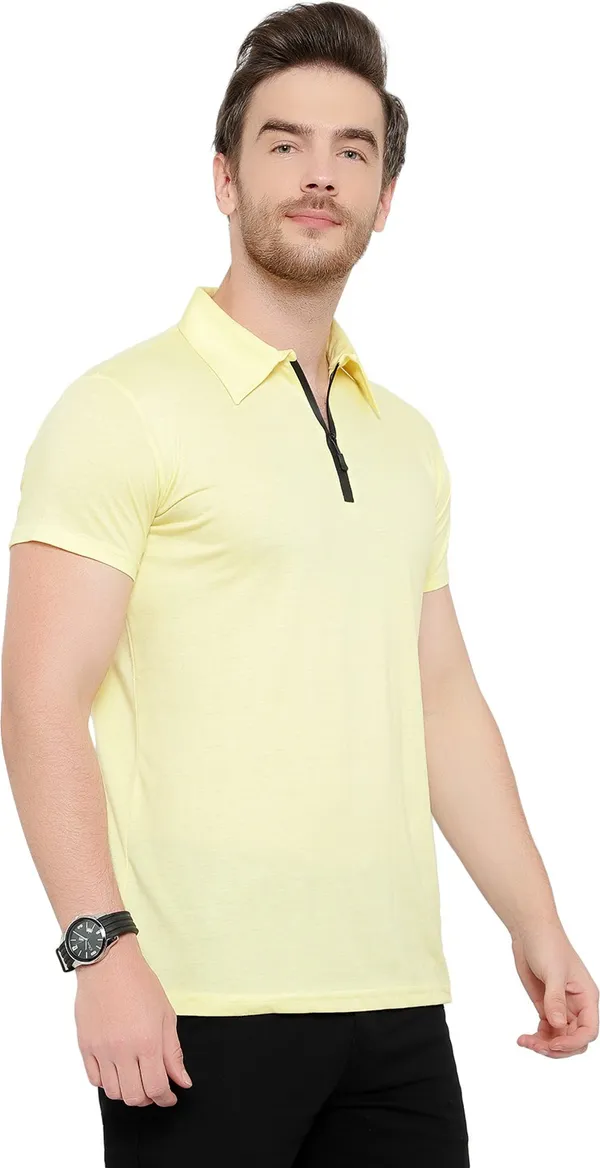 Yellow_Cotton_Solid_Polo_Neck_Regukar_Fit_T-Shirt_for_men