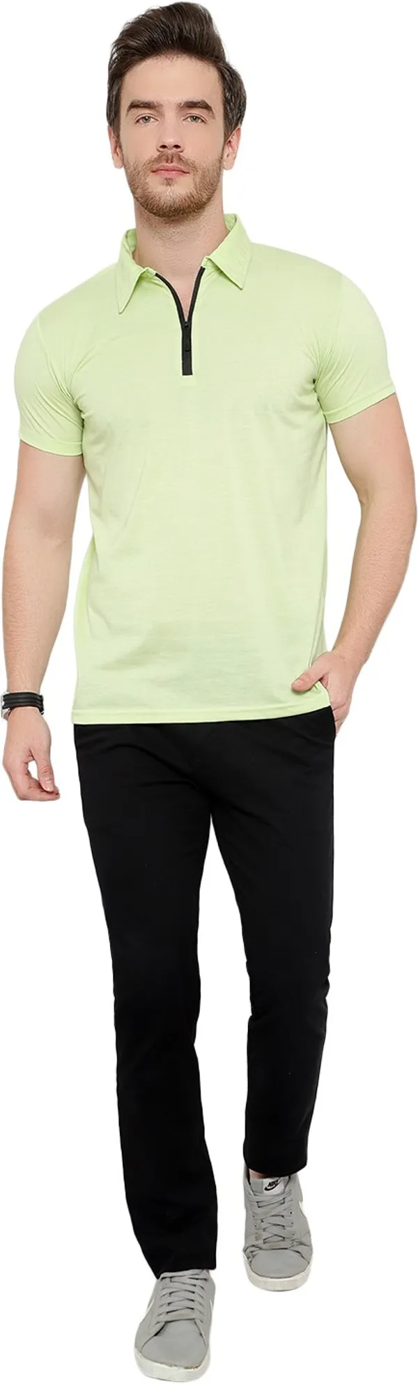 Green_Cotton_Solid_Mandarin_Collar_Regukar_Fit_T-Shirt_for_men