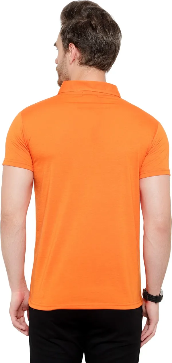 Orange_Cotton_Solid_Polo_Neck__Regukar_Fit_T-Shirt_For_Men