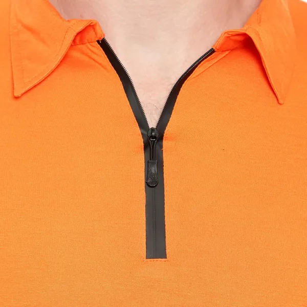 Orange_Cotton_Solid_Polo_Neck__Regukar_Fit_T-Shirt_For_Men