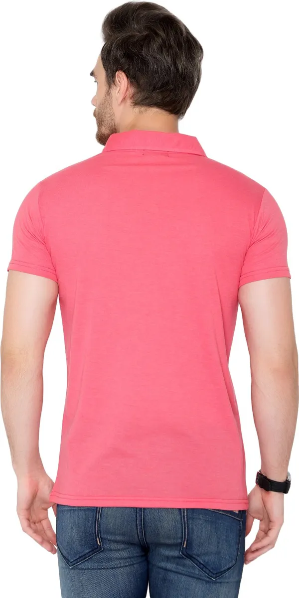 Pink_Cotton_Solid_Polo_Neck_Regukar_Fit_T-Shirt_For_Men