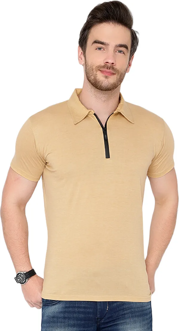 Beige_Cotton_Solid_Polo_Neck_Regukar_Fit_T-Shirt_For_Men