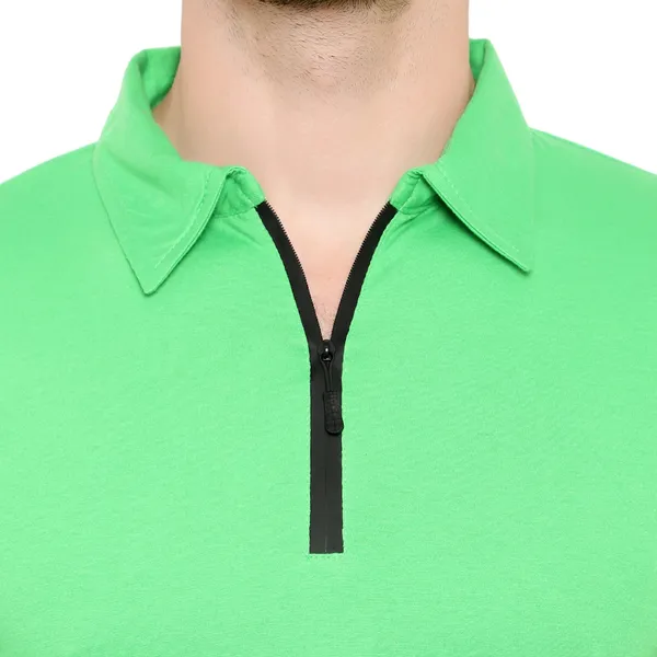 Green_Cotton_Solid_Polo_Neck_Regukar_Fit_T-Shirt_For_Men