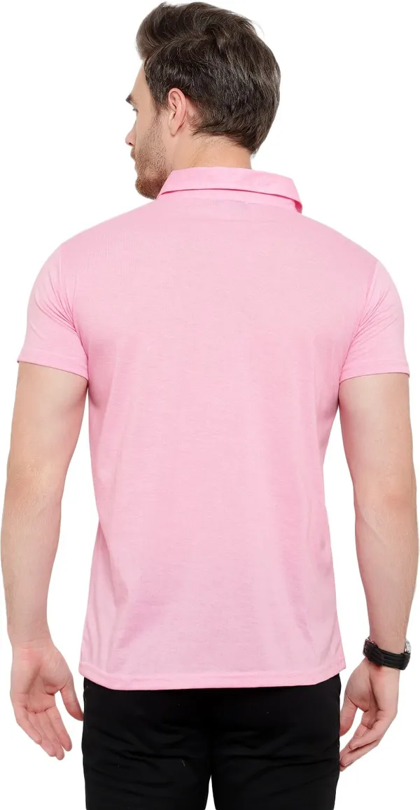 Pink_Cotton_Solid_Polo_Neck_Regukar_Fit_T-Shirt_For_Men