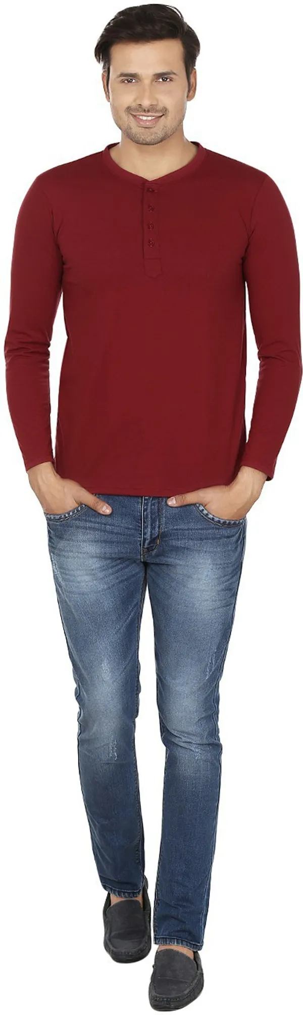 Maroon_Cotton_Solid_Henley_Neck_Regukar_Fit_T-Shirt_for_men