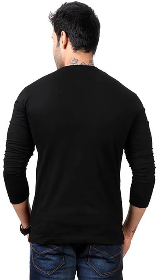 Black_Cotton_Solid_Henley_Neck_Regukar_Fit_T-Shirt_For_Men